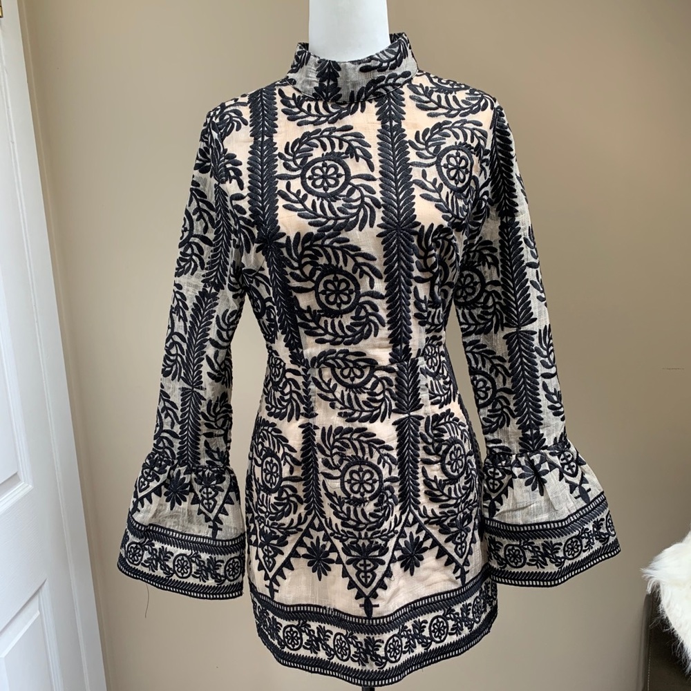 Missguided Black Lace Frill Sleeve Shift Dress